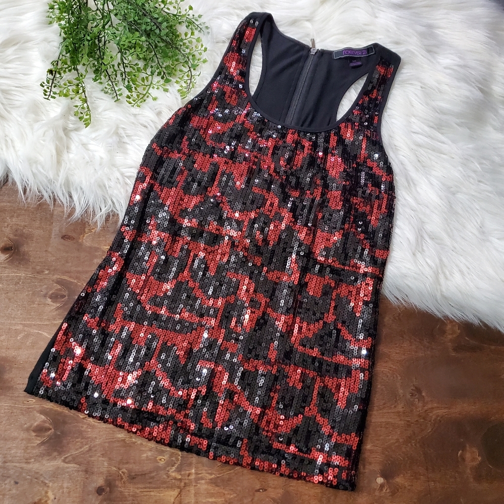 F21 Sequin Front Racerback Tank